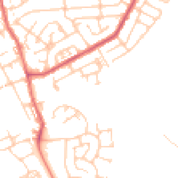 Daytime road noise heatmap for WA12 8NZ