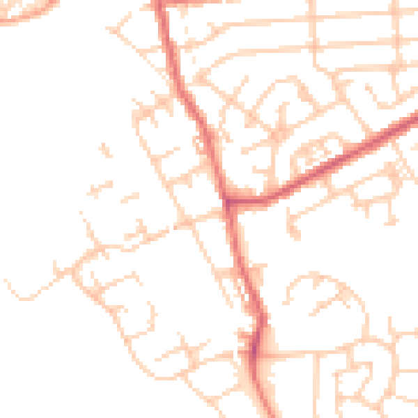 Daytime road noise heatmap for WA12 8QJ