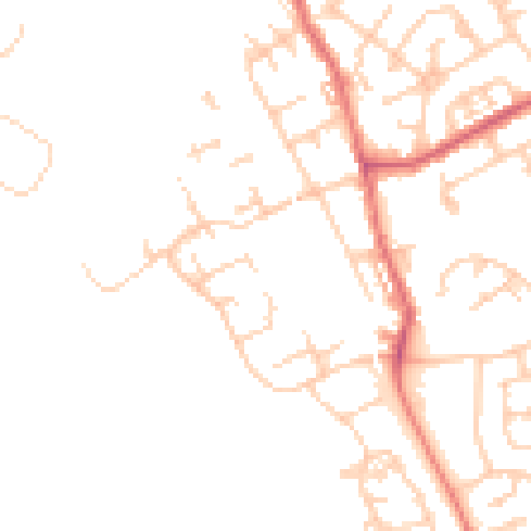 Daytime road noise heatmap for WA12 8QU