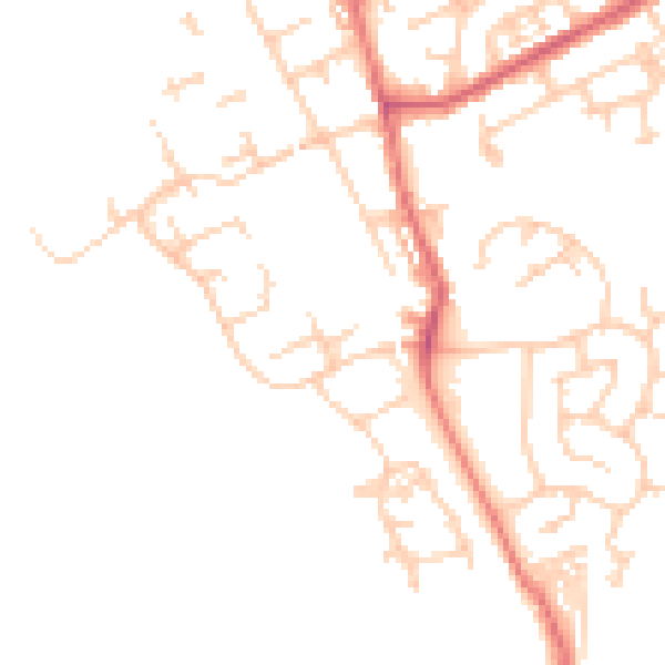 Daytime road noise heatmap for WA12 8SQ