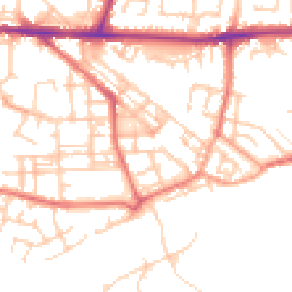 Daytime road noise heatmap for WA12 9AL