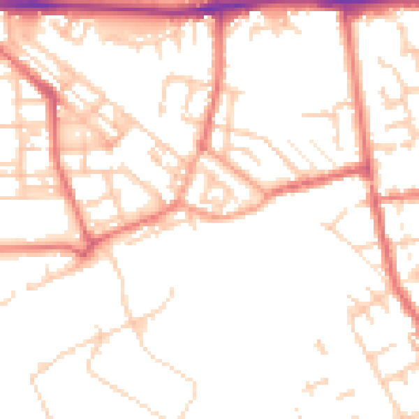 Daytime road noise heatmap for WA12 9AX