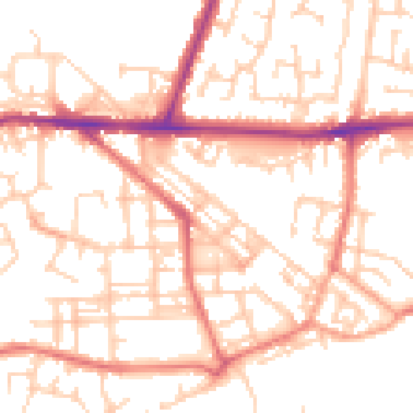 Daytime road noise heatmap for WA12 9DL