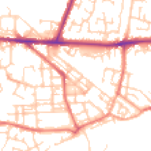 Daytime road noise heatmap for WA12 9DR
