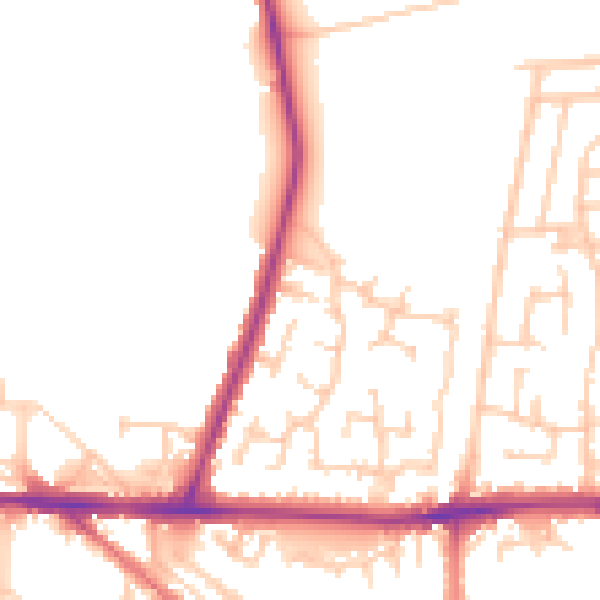 Daytime road noise heatmap for WA12 9EQ