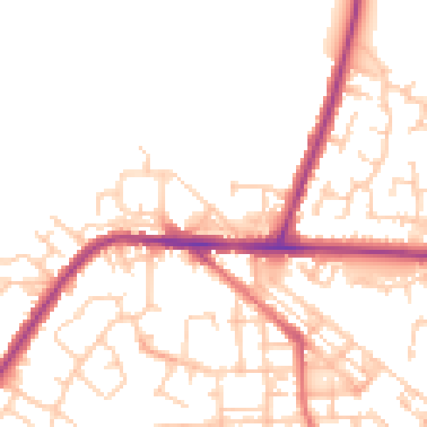 Daytime road noise heatmap for WA12 9ES