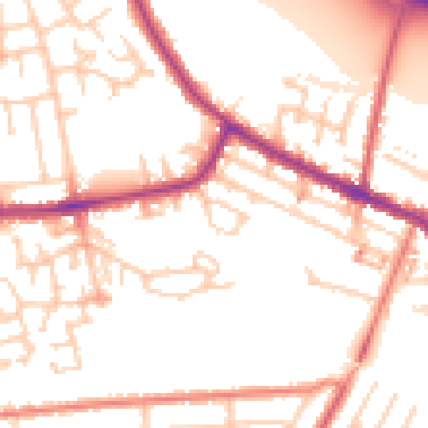 Daytime road noise heatmap for WA12 9FY