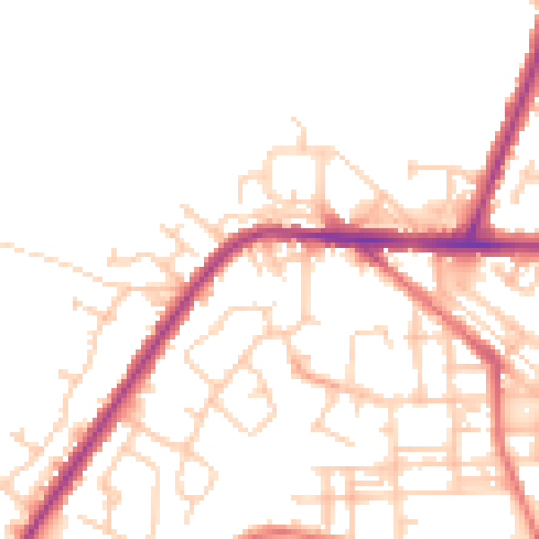 Daytime road noise heatmap for WA12 9GL