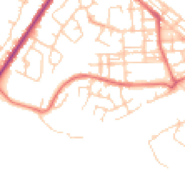 Daytime road noise heatmap for WA12 9GU