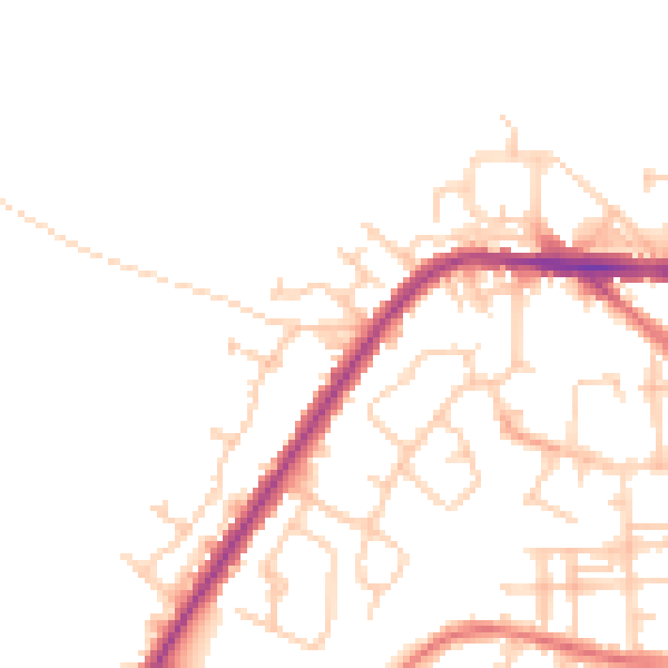 Daytime road noise heatmap for WA12 9HA