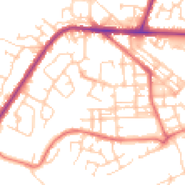 Daytime road noise heatmap for WA12 9HL