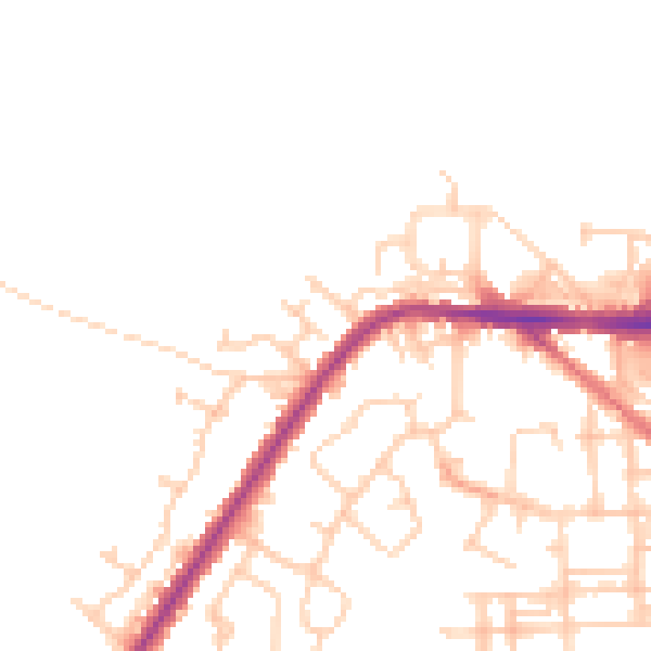 Daytime road noise heatmap for WA12 9HQ