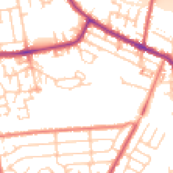 Daytime road noise heatmap for WA12 9JS