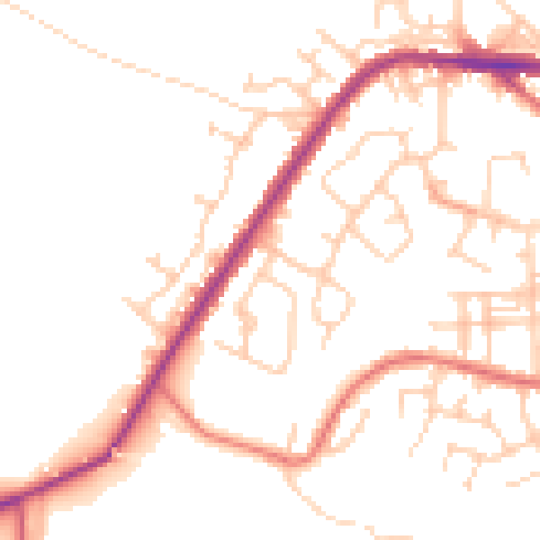 Daytime road noise heatmap for WA12 9LA