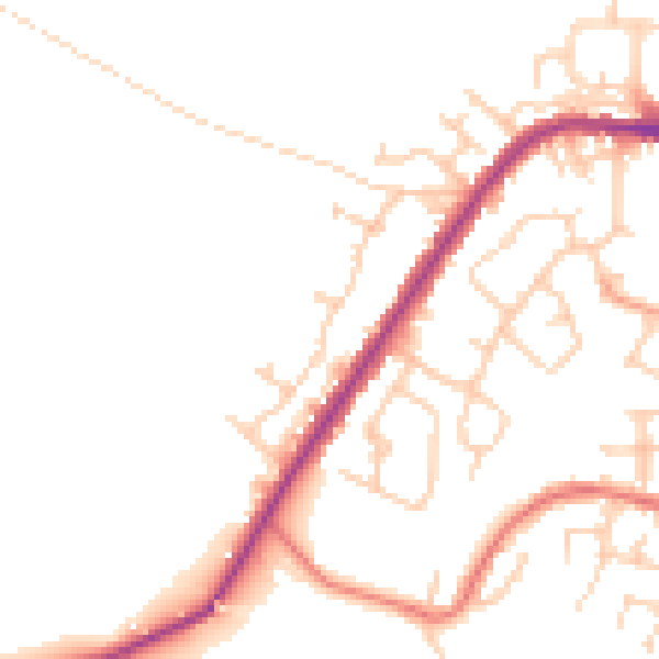 Daytime road noise heatmap for WA12 9LY
