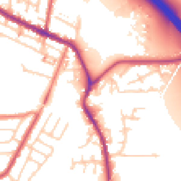 Daytime road noise heatmap for WA12 9SF