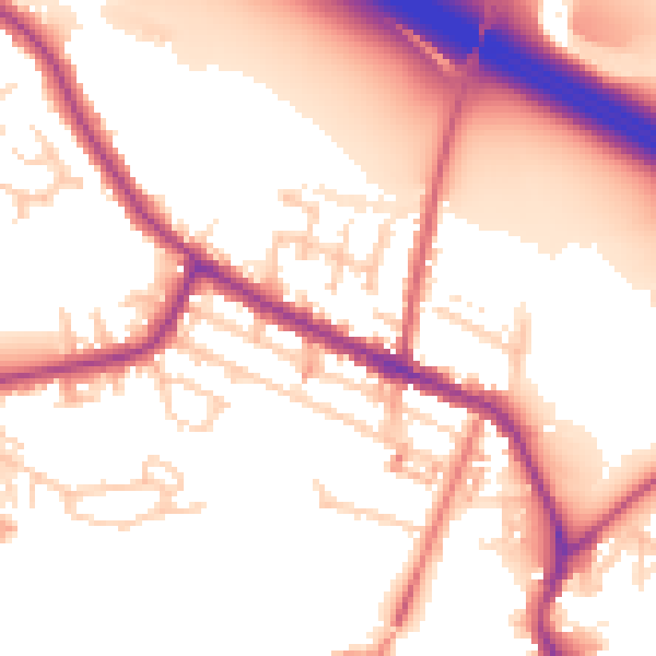 Daytime road noise heatmap for WA12 9SH