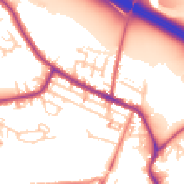 Daytime road noise heatmap for WA12 9SL
