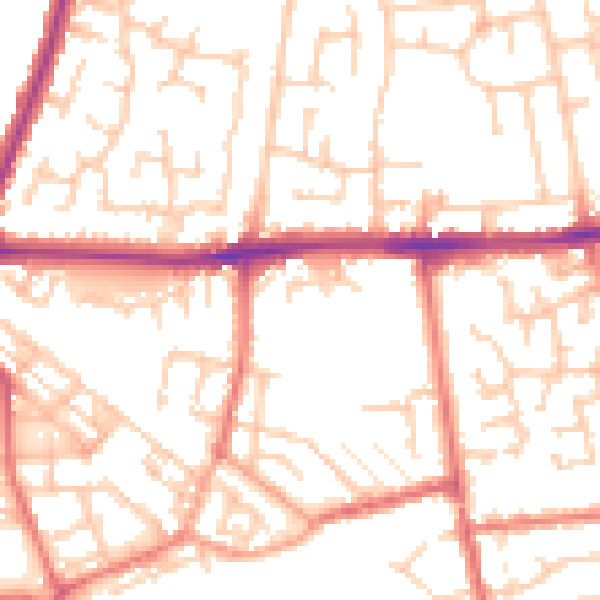 Daytime road noise heatmap for WA12 9TY