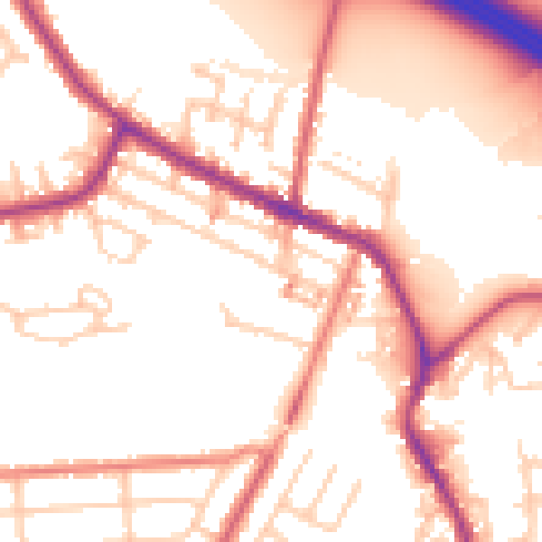 Daytime road noise heatmap for WA12 9UP