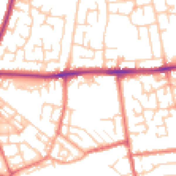 Daytime road noise heatmap for WA12 9US