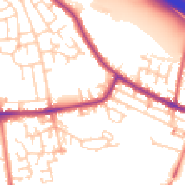 Daytime road noise heatmap for WA12 9UZ