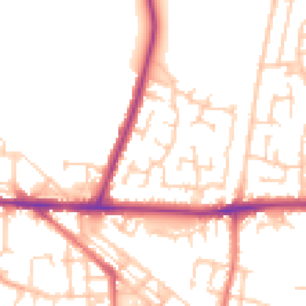Daytime road noise heatmap for WA12 9WL