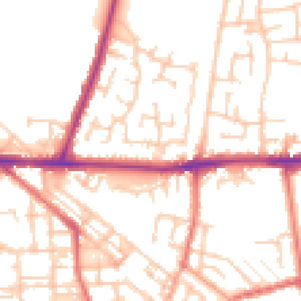 Daytime road noise heatmap for WA12 9WN