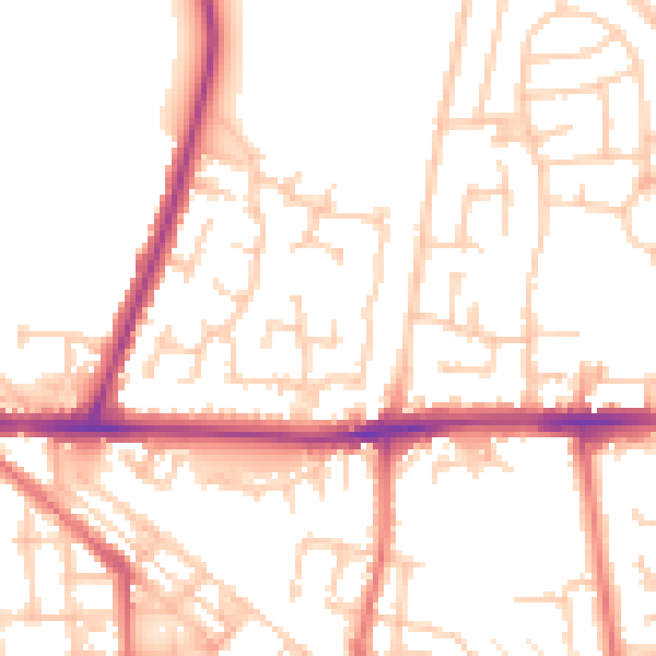 Daytime road noise heatmap for WA12 9WS