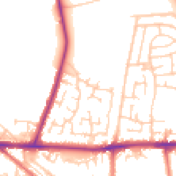 Daytime road noise heatmap for WA12 9WU