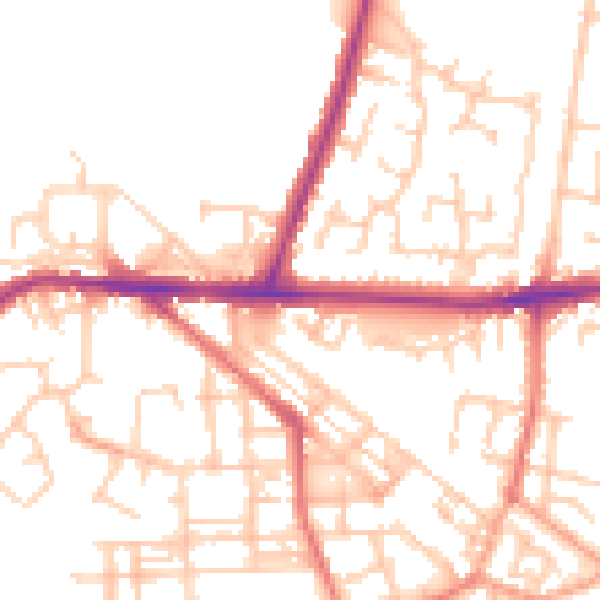 Daytime road noise heatmap for WA12 9ZH
