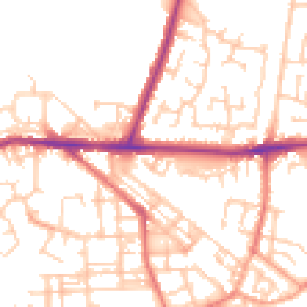 Daytime road noise heatmap for WA12 9ZJ