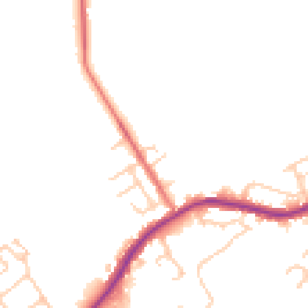 Daytime road noise heatmap for WA3 1AD