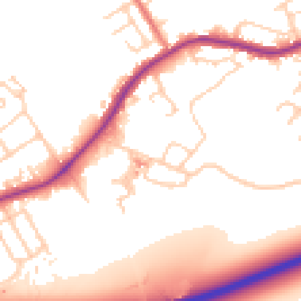 Daytime road noise heatmap for WA3 1AE