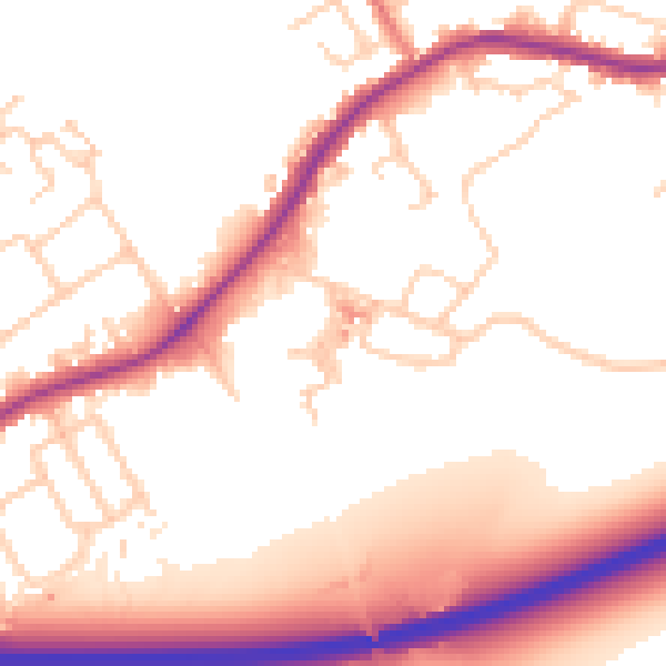 Daytime road noise heatmap for WA3 1AF
