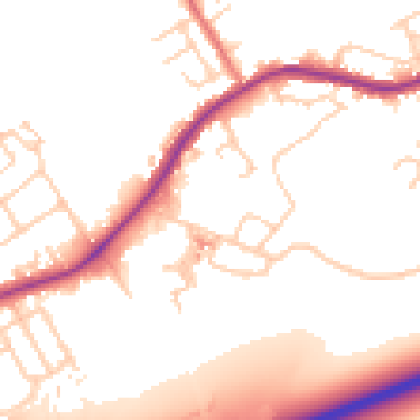 Daytime road noise heatmap for WA3 1AG