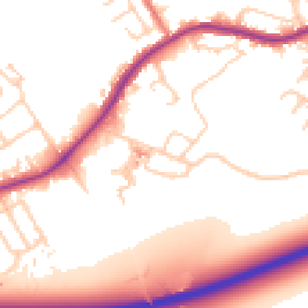 Daytime road noise heatmap for WA3 1AH