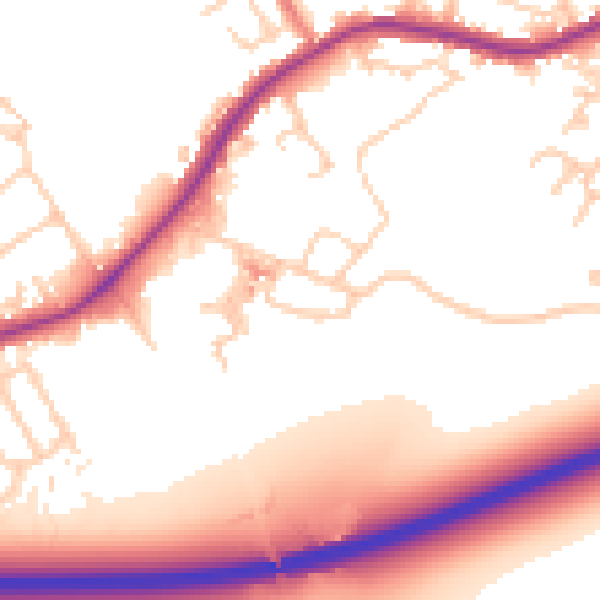 Daytime road noise heatmap for WA3 1AJ