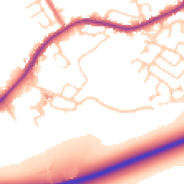 Daytime road noise heatmap for WA3 1AL