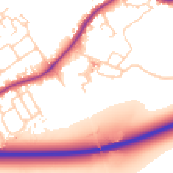 Daytime road noise heatmap for WA3 1AT