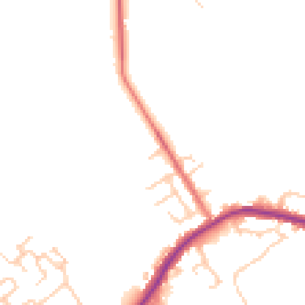 Daytime road noise heatmap for WA3 1AY