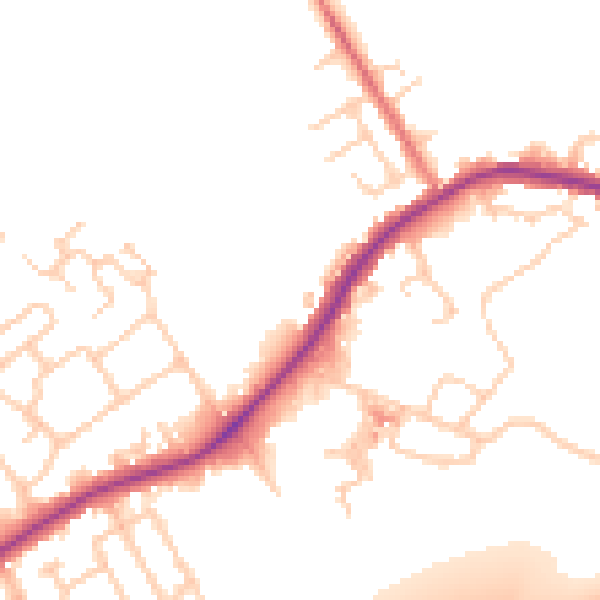 Daytime road noise heatmap for WA3 1BE
