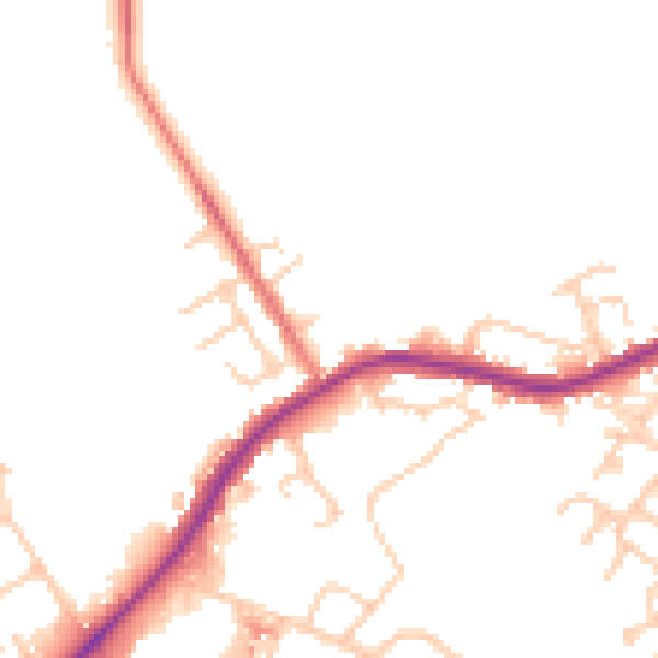 Daytime road noise heatmap for WA3 1DA