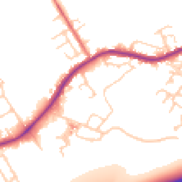 Daytime road noise heatmap for WA3 1DD