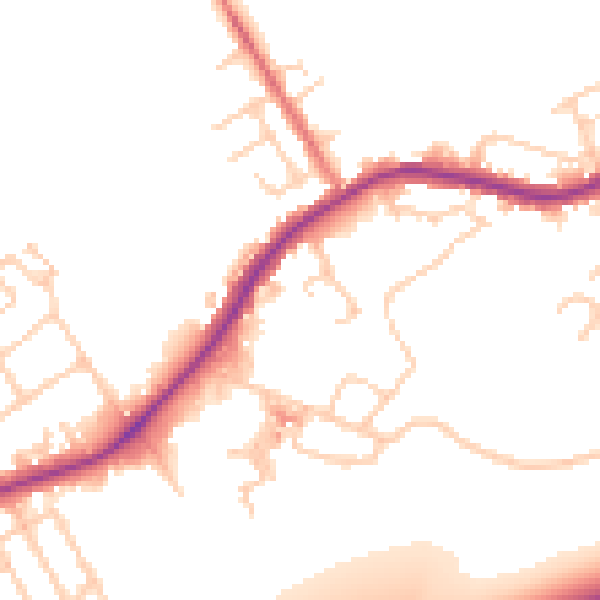 Daytime road noise heatmap for WA3 1DE