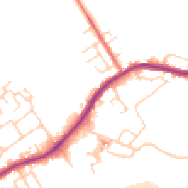 Daytime road noise heatmap for WA3 1DG