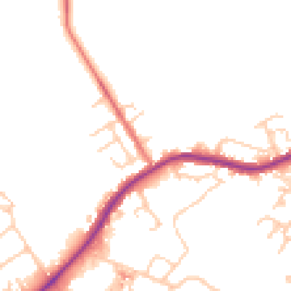 Daytime road noise heatmap for WA3 1DJ