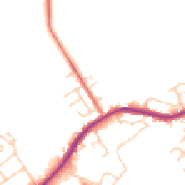 Daytime road noise heatmap for WA3 1DN
