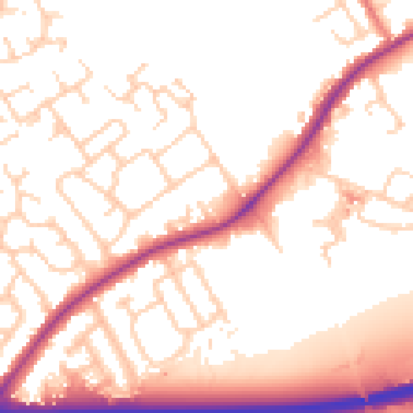 Daytime road noise heatmap for WA3 1DP