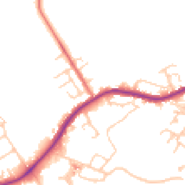 Daytime road noise heatmap for WA3 1DQ